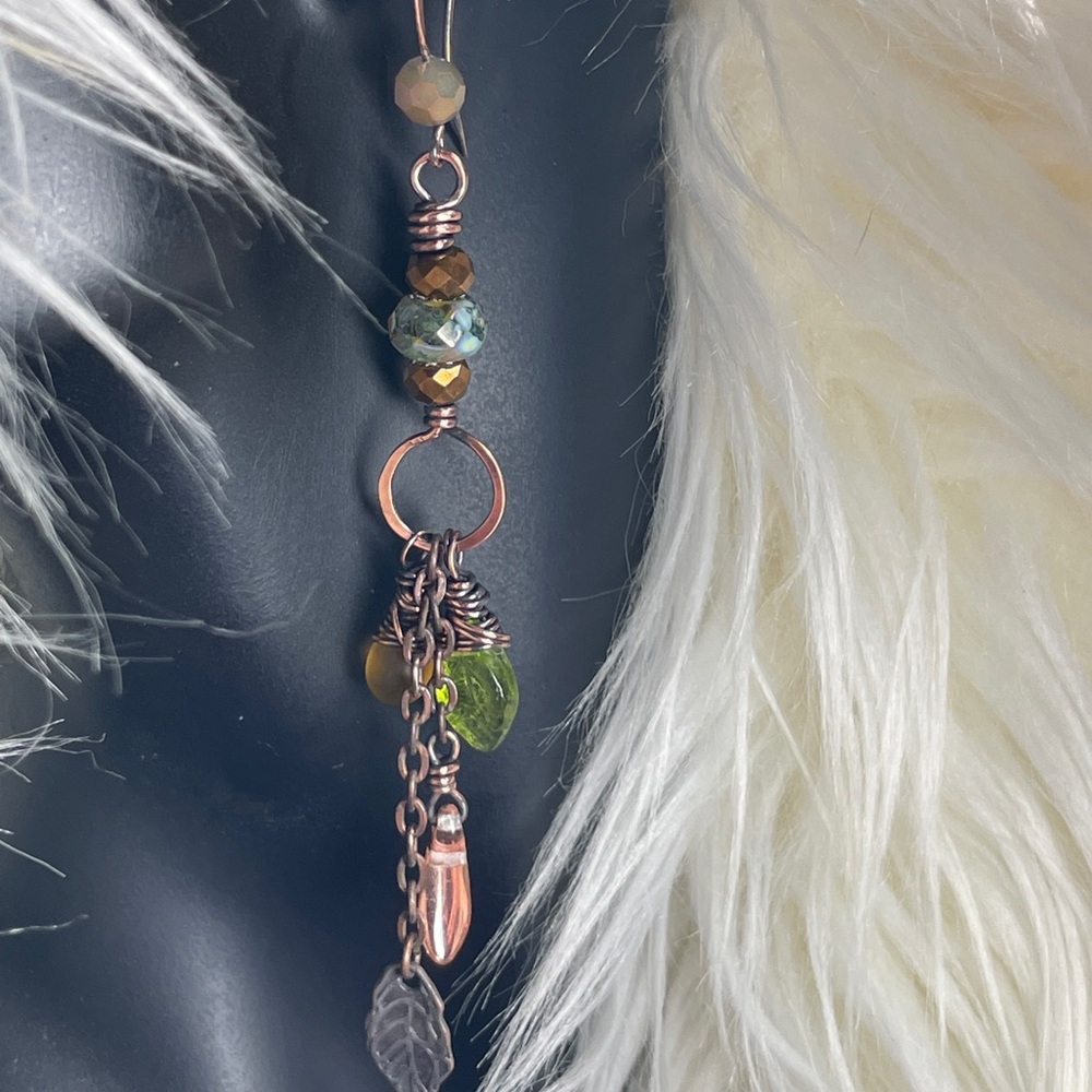 Rustic Copper Leaf Earrings | Woodland Fairycore Jewelry | Artisan - Picture 10 of 15